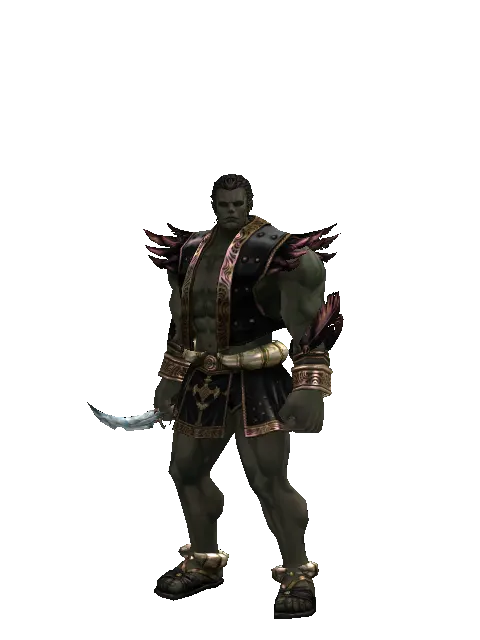 Crystal Dagger on a male Orc fighter, front view