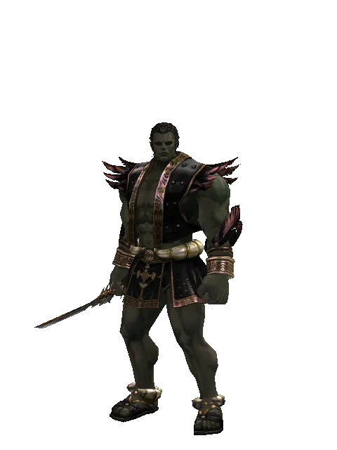 Cursed Dagger on a male Orc fighter, front view