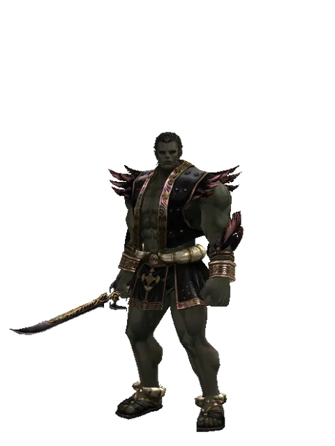 Dark Elven Dagger on a male Orc fighter, front view