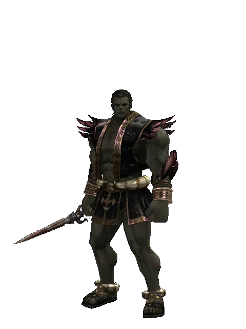 Demon Dagger on a male Orc fighter, front view