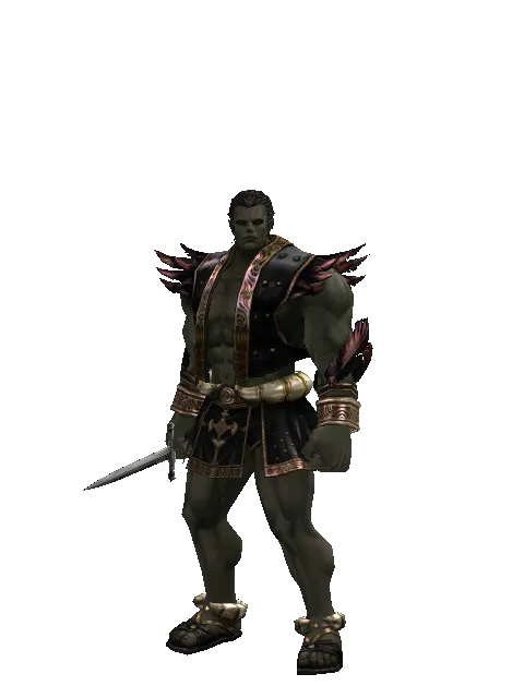Dirk on a male Orc fighter, front view
