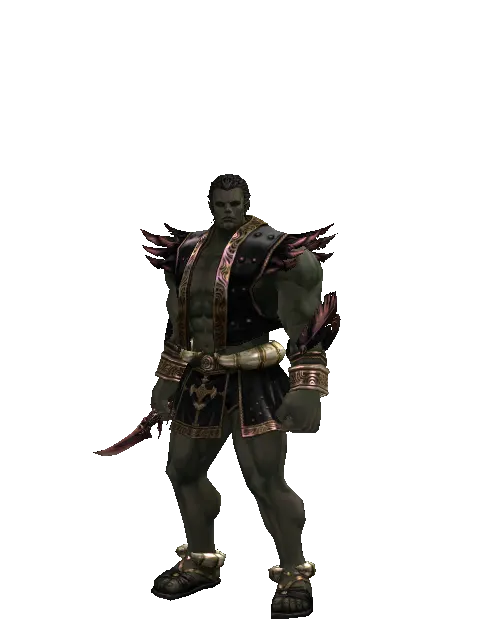 Doom Dagger on a male Orc fighter, front view
