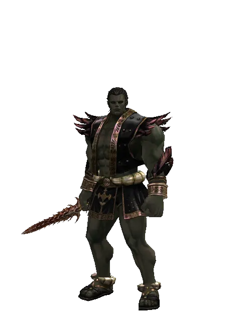 Hell Knife on a male Orc fighter, front view