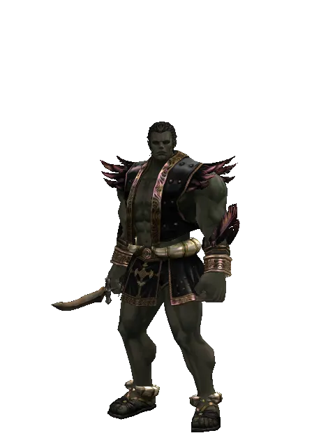 Knife on a male Orc fighter, front view