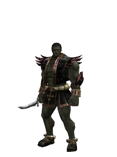 Mystic Knife on a male Orc fighter, front view