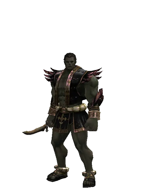 Neti's Dagger on a male Orc fighter, front view