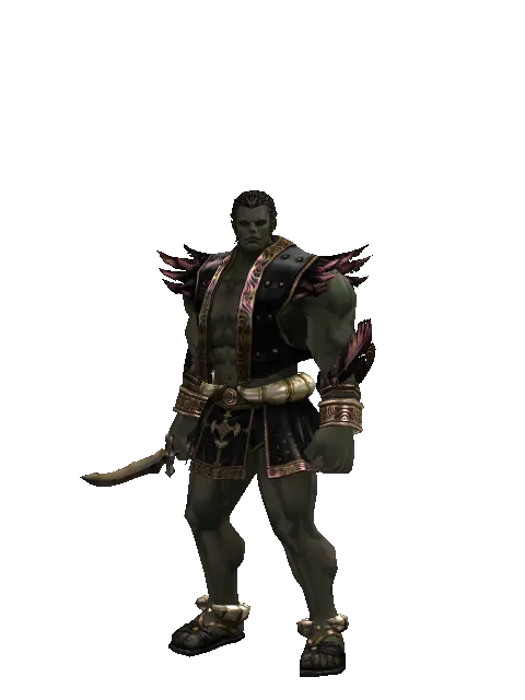 Pipette Knife on a male Orc fighter, front view