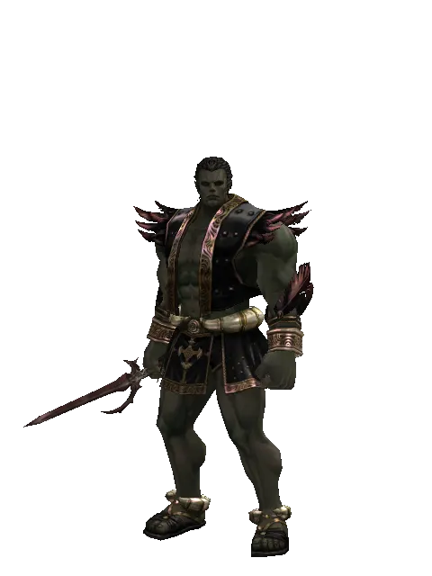 Shilen Knife on a male Orc fighter, front view