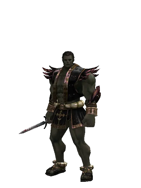 Skeleton Dagger on a male Orc fighter, front view