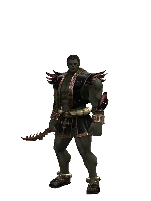 Soulfire Dirk on a male Orc fighter, front view