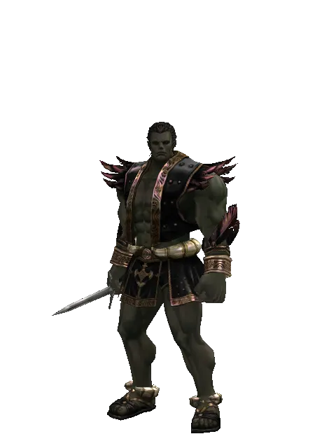 Throwing Knife on a male Orc fighter, front view