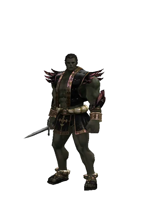 Traveler's Poniard Dagger on a male Orc fighter, front view