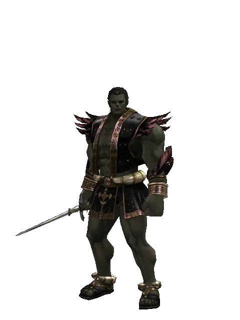 Wolverine Needle on a male Orc fighter, front view
