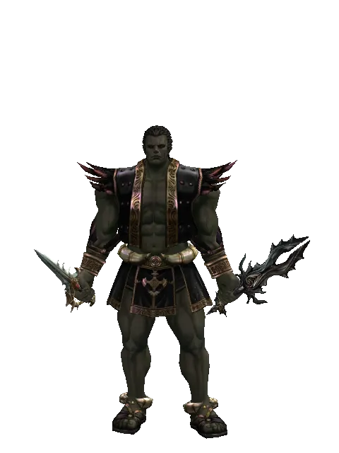 Icarus Stinger*Soul Seperator on a male Orc fighter, front view