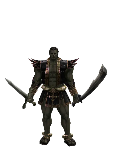 Artisan's Sword*Crimson Sword on a male Orc fighter, front view