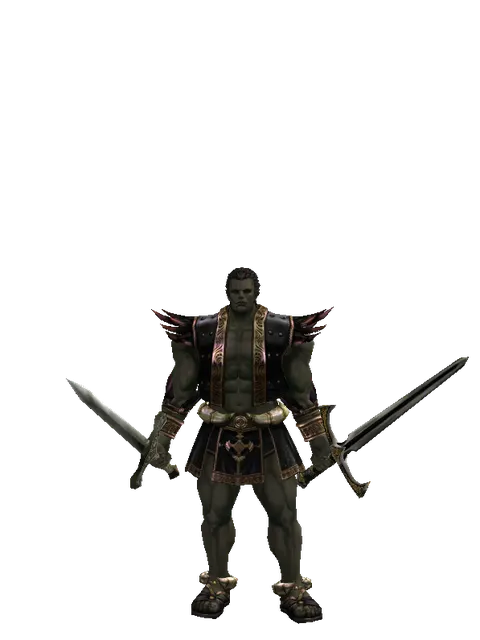 Artisan's Sword*Knight's Sword on a male Orc fighter, front view