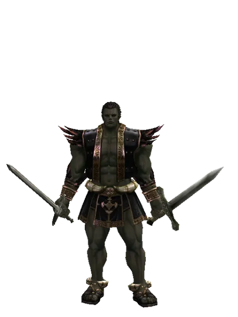 Bastard Sword*Artisan's Sword on a male Orc fighter, front view