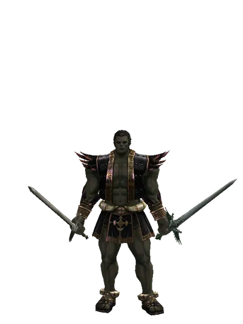 Bastard Sword*Elven Long Sword on a male Orc fighter, front view