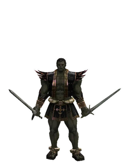 Bastard Sword*Elven Sword on a male Orc fighter, front view