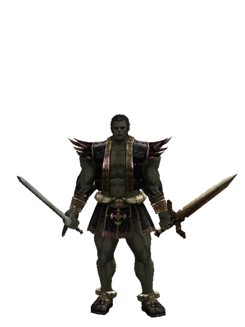 Bastard Sword*Spinebone Sword on a male Orc fighter, front view