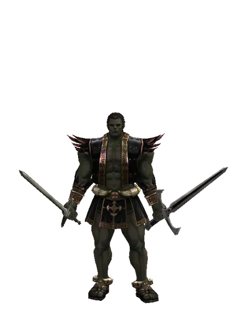 Bastard Sword*Sword of Revolution on a male Orc fighter, front view