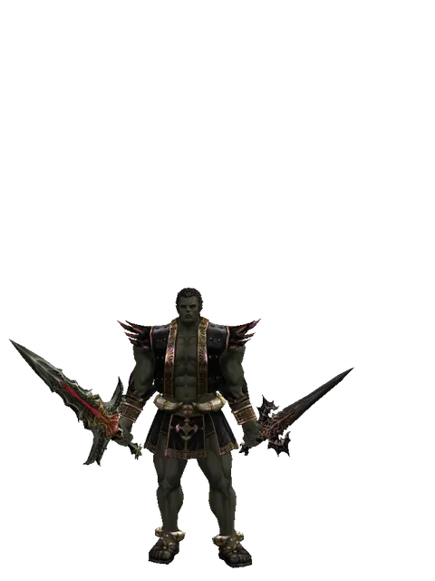 Blood Sword Akamanah on a male Orc fighter, front view
