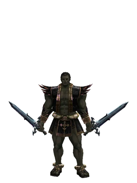Caliburs*Caliburs on a male Orc fighter, front view