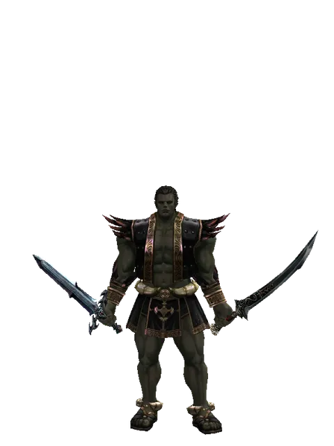 Caliburs*Samurai Long Sword on a male Orc fighter, front view
