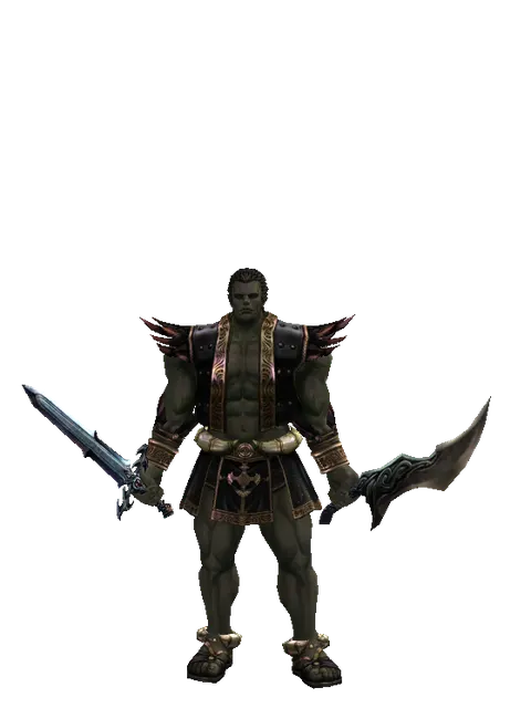 Caliburs*Sword of Limit on a male Orc fighter, front view