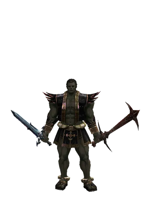 Caliburs*Sword of Nightmare on a male Orc fighter, front view