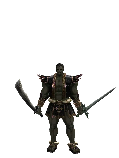 Crimson Sword*Elven Long Sword on a male Orc fighter, front view