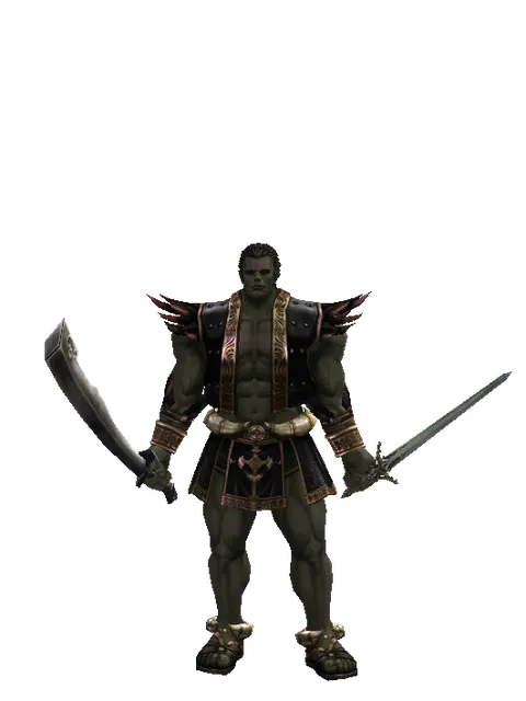 Crimson Sword*Elven Sword on a male Orc fighter, front view
