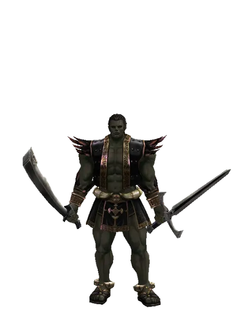 Crimson Sword*Sword of Revolution on a male Orc fighter, front view