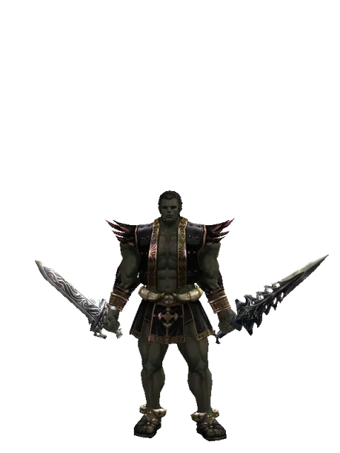 Damascus * Tallum Blade on a male Orc fighter, front view