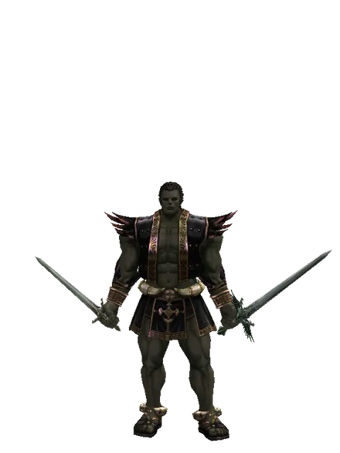 Elven Sword*Elven Long Sword on a male Orc fighter, front view