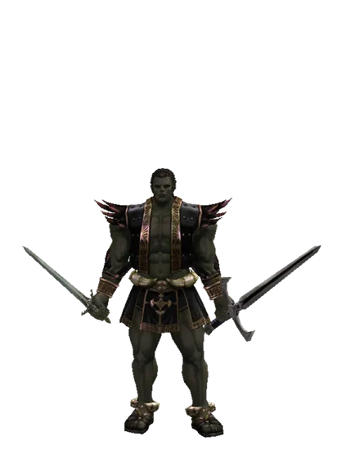 Elven Sword*Sword of Revolution on a male Orc fighter, front view