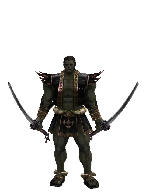 Katana*Katana on a male Orc fighter, front view