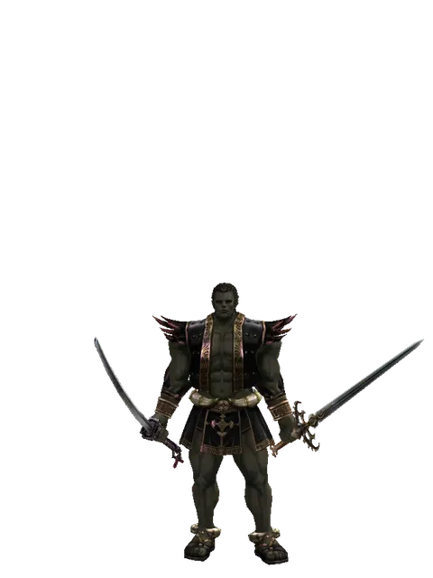 Katana*Raid Sword on a male Orc fighter, front view