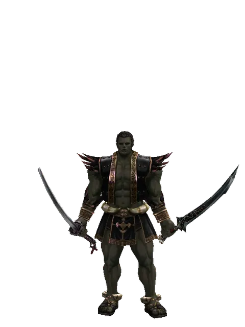 Katana*Samurai Long Sword on a male Orc fighter, front view