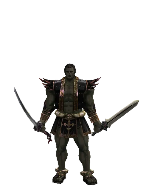 Katana*Spirit Sword on a male Orc fighter, front view