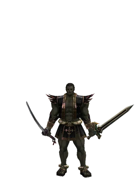 Katana*Sword of Delusion on a male Orc fighter, front view