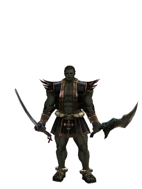 Katana*Sword of Limit on a male Orc fighter, front view