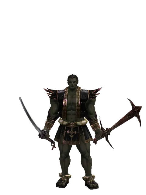 Katana*Sword of Nightmare on a male Orc fighter, front view