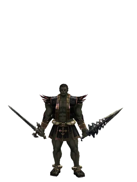 Keshanberk*Damascus on a male Orc fighter, front view