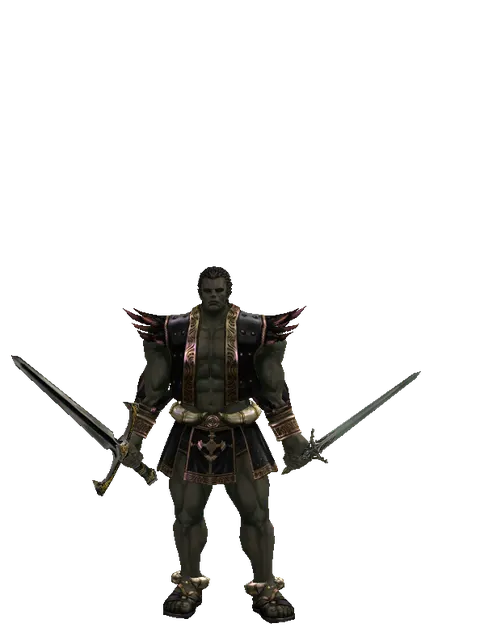 Knight's Sword*Elven Sword on a male Orc fighter, front view