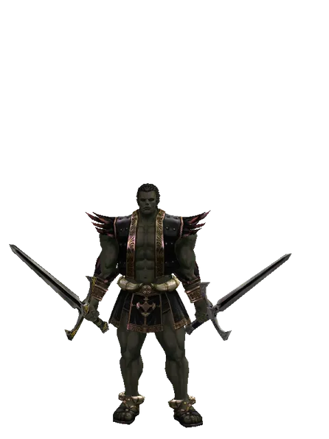 Knight's Sword*Sword of Revolution on a male Orc fighter, front view