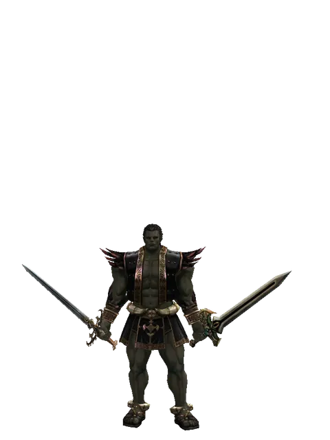 Raid Sword*Sword of Delusion on a male Orc fighter, front view