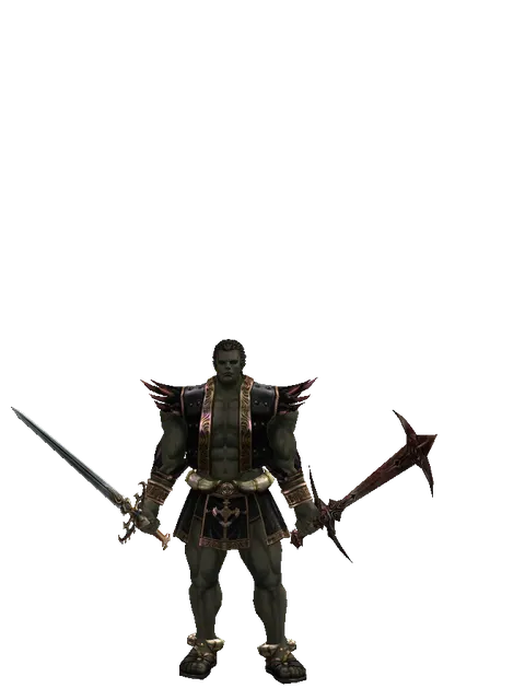 Raid Sword*Sword of Nightmare on a male Orc fighter, front view
