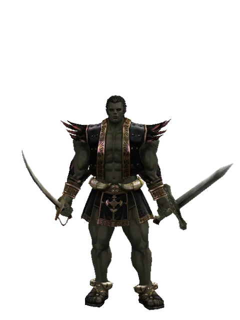 Saber*Artisan's Sword on a male Orc fighter, front view