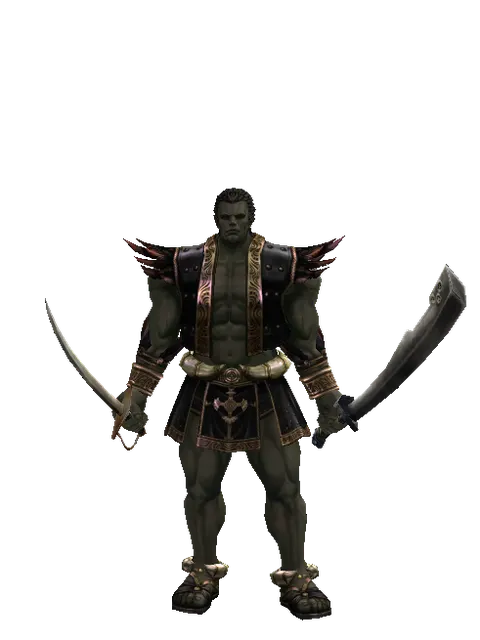 Saber*Crimson Sword on a male Orc fighter, front view